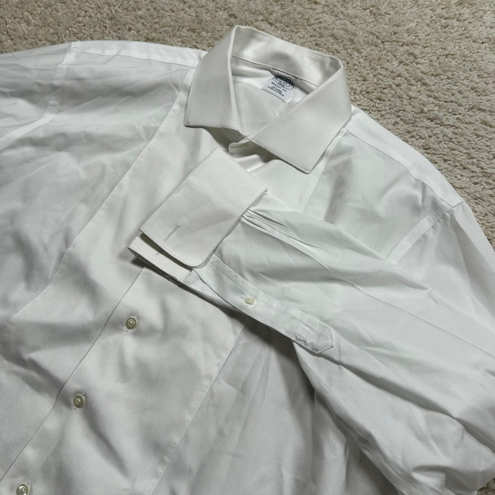 Brooks Brothers Tuxedo Shirt 18-37 Solid White Regent Fit Bib Front French Cuff